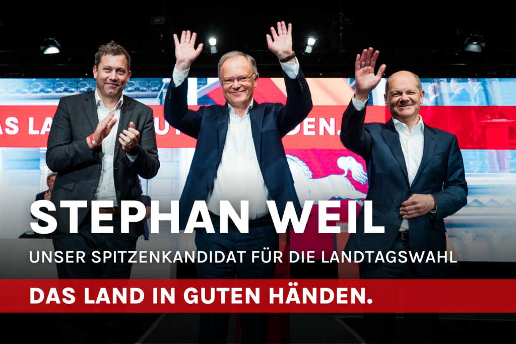 Lars Klingbeil, Stephan Weil und Olaf Scholz in Hildesheim